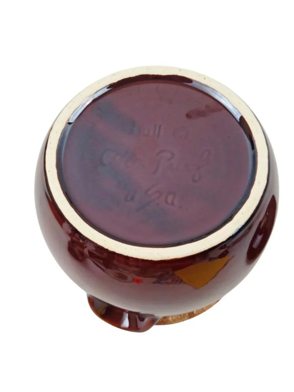 Hull Pottery Bean Pot Brown Drip Glaze Glossy Lid Cookie Jar Oven Proof USA